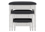 Fursatile Decor Ottoman Steps Chinoiserie Step Ottoman <br> Solid, PEWTER <br>  White Lacquer